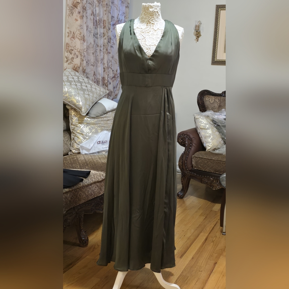 Elegant Olive Green Evening Gown